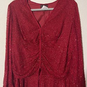 Marina Bresler Red Beaded top size 16W